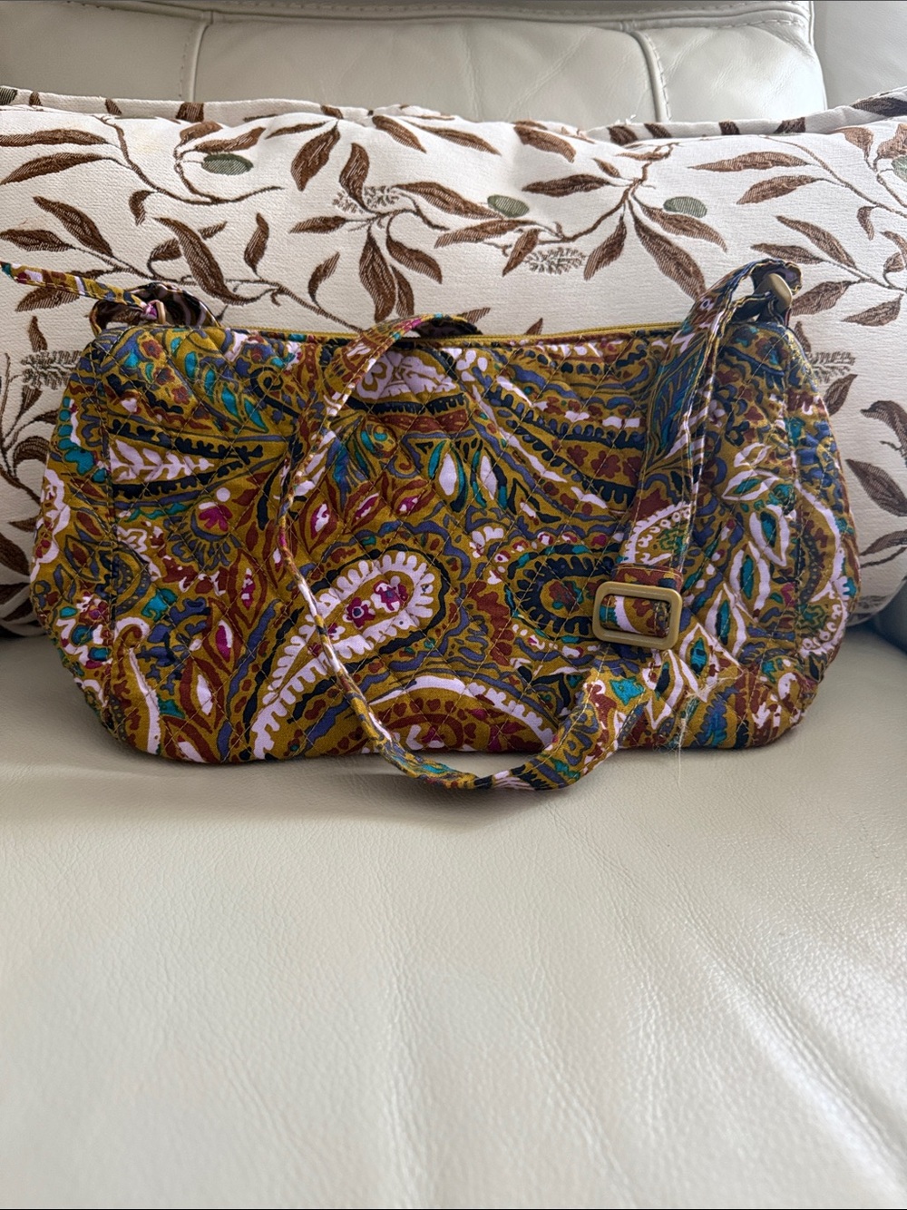 Vera Bradley Mustard Multi-Paisley Quilted Shoulder Bag